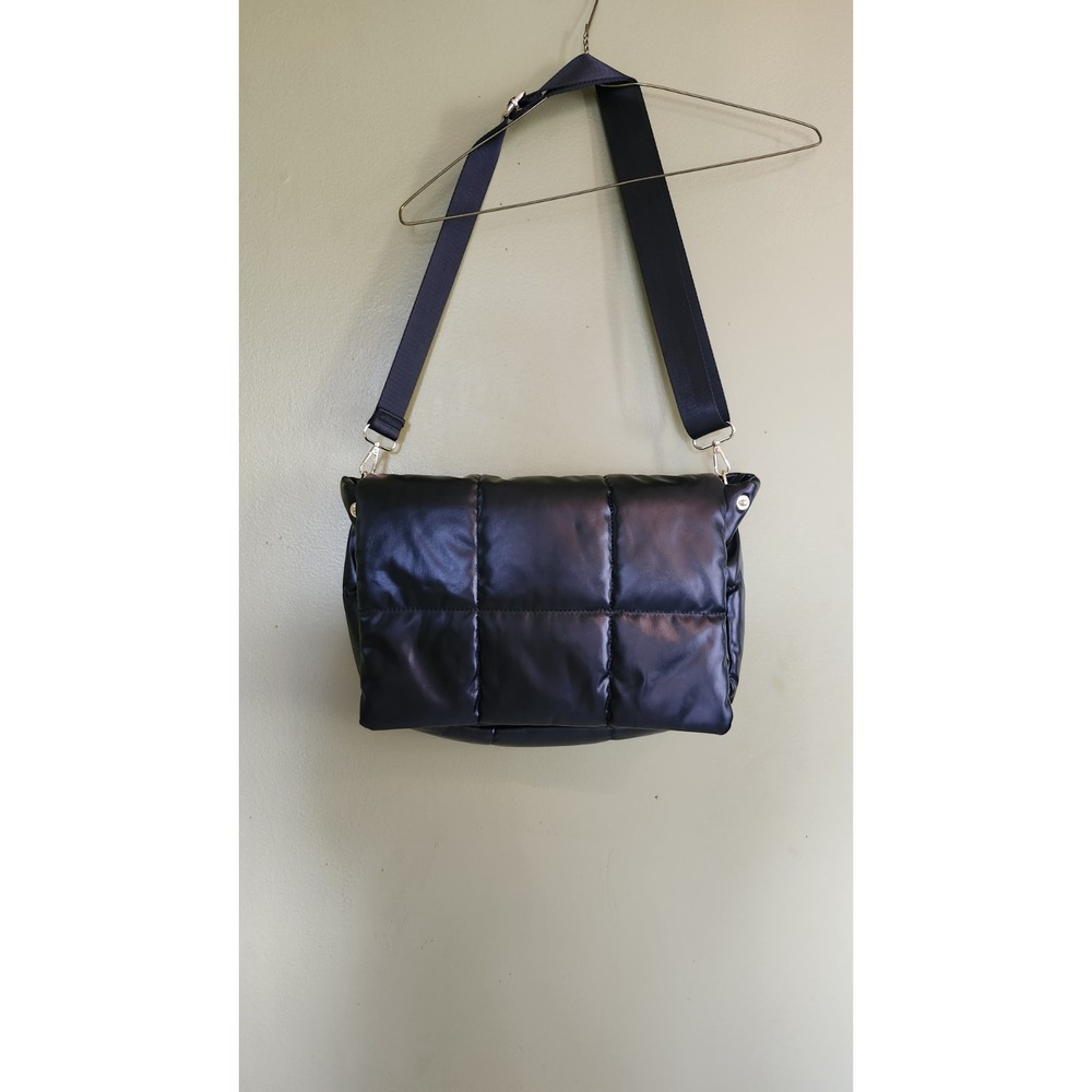 Anthropologie Edison Fold over‎ Quilted Puffy Bag Black